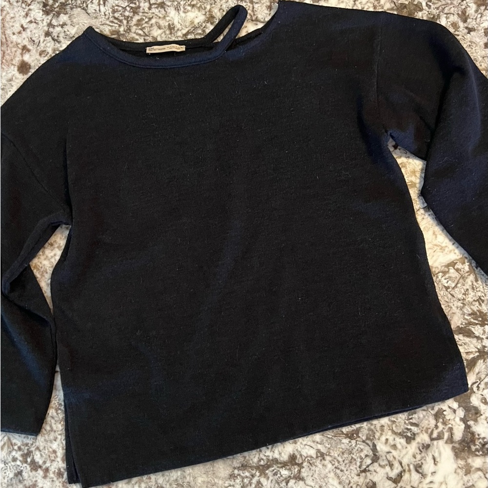 S Zara Collection Basic Collection Top Womens Tight Knit Shirt Sweater Black Sma